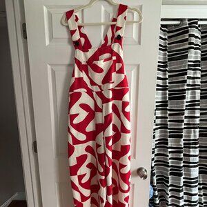 CIDER RED WHITE PSYCHEDELIC SWIRL JUMPSUIT SIZE 1XL